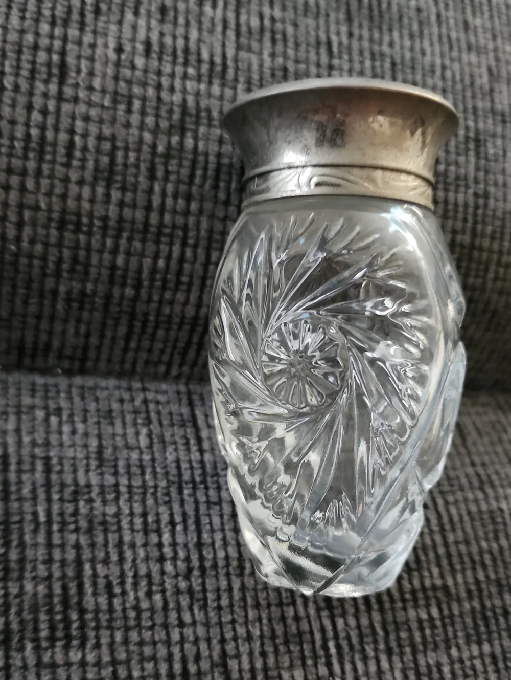 Ralph Lauren Body Lotion Bottle Cut Glass/ Silverplated Lid Vintage 1989 Empty